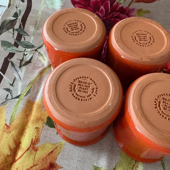 (4) La Fermière Yogurt Pots HTF Orange — Cleaned Rims!! - Picture 3 of 8